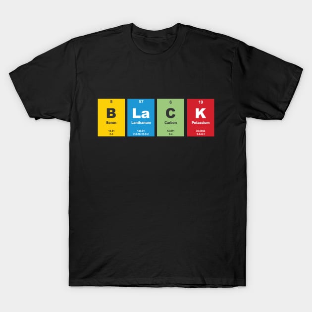 Black Spelled In Chemical Elements T-Shirt by Upsketch